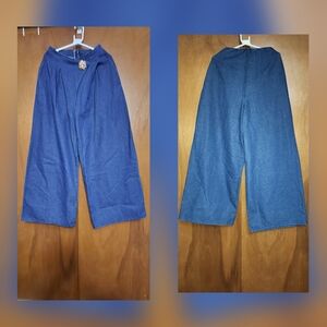 Blue Wide-Leg Denim Pants